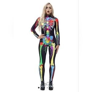 3D Colorful Skeleton Jumpsuit